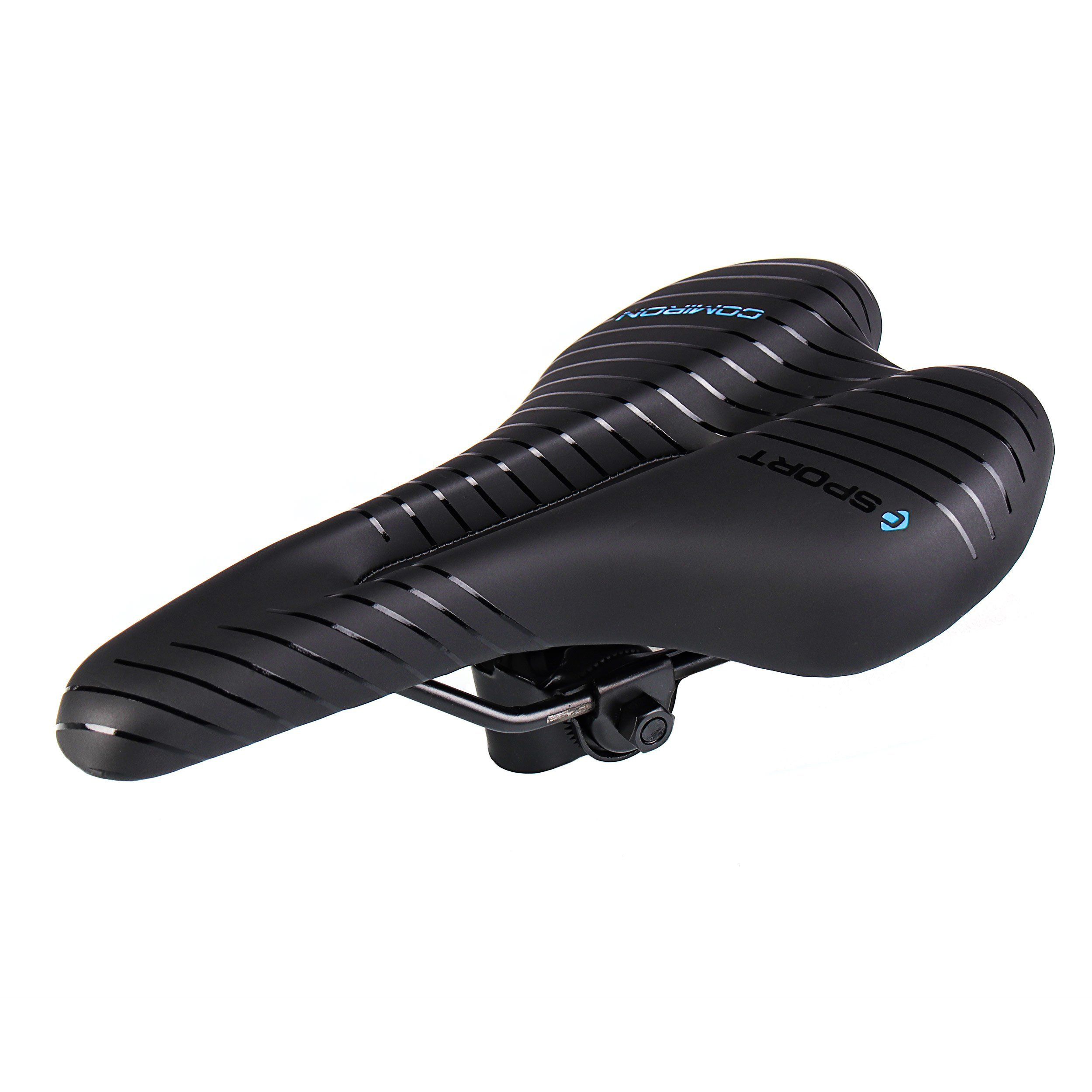 Седло велосипедное MTB COMIRON POGACAR N846 280X160, полиуретан, чёрный, синий