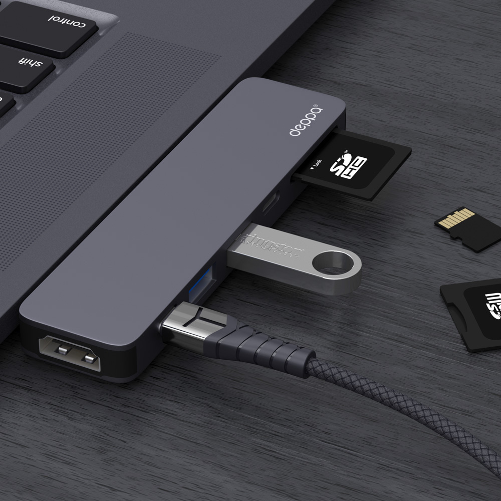 USB хаб для ПК Thunderbolt 4К Power Delivery, HDMI, переходник - адаптер 7-в-1, 2 x Type-C, кардридер #1