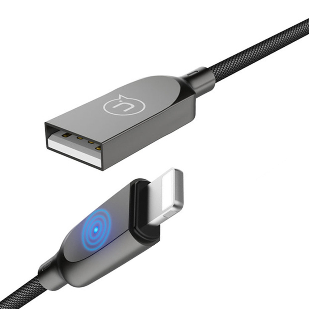 Кабель для зарядки iphone USAMS US-SJ441 Lightning Smart Power-off Cable  U-SUN Series Black, 2 m, (IPYSUSB301)