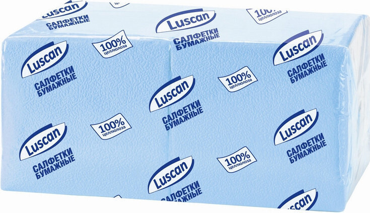 Салфетки бумажные Luscan Profi Pack 1 слой, 24х24 пастель голубые 400 ...