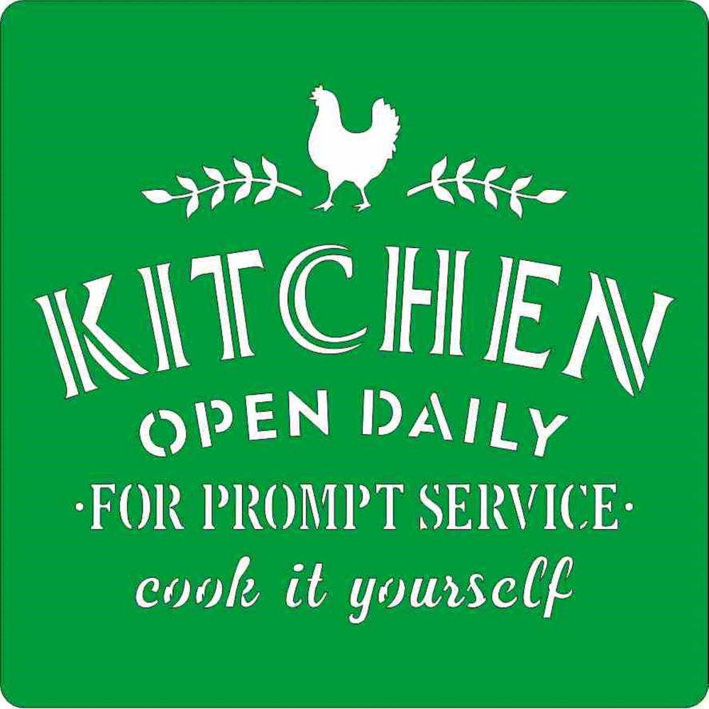 Трафарет на клеевой основе Kitchen Open Daily, 15*15 см #1