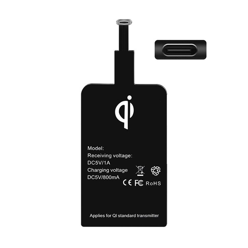 Приемник-адаптер QI беспроводной зарядки для смартфонов на Android с  разъемом Micro-USB type C