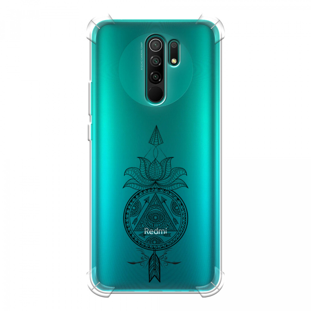 Противоударный силиконовый чехол на Xiaomi Redmi 9 / Сяоми Редми 9 с  рисунком Талисман арт черный - купить с доставкой по выгодным ценам в  интернет-магазине OZON (258511996)