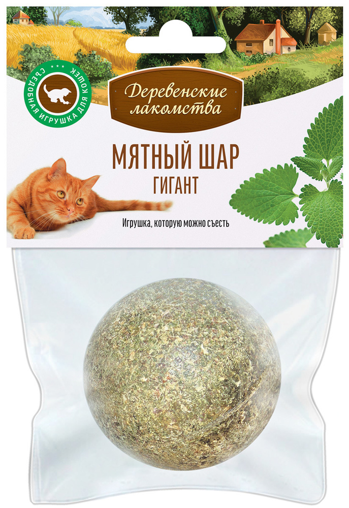 Мяч ДЕРЕВЕНСКИЕ ЛАКОМСТВА для кошек игрушка мятный шар Гигант - купить ...