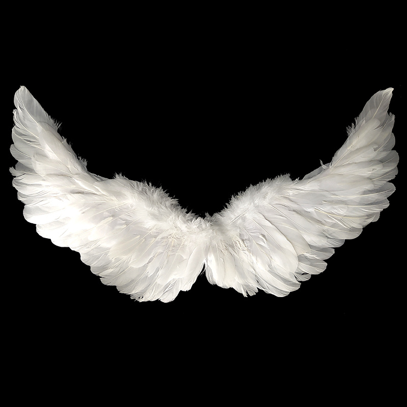Крылья ангела белые перьевые карнавальные большие 60х35см  #1