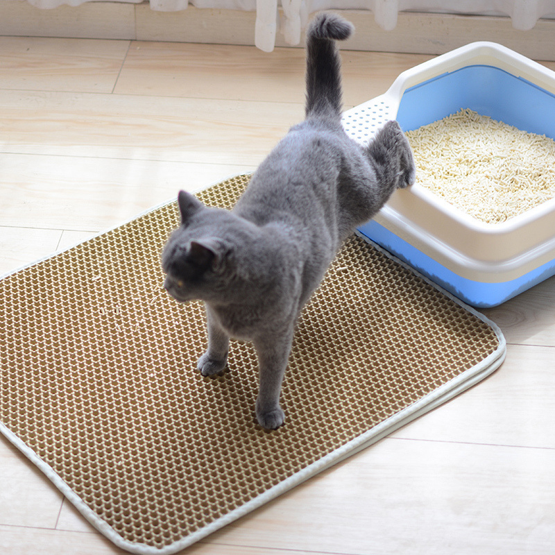Коврик под лоток для кошачьего туалета, миски 45 х 54 см Серый - купить с  доставкой по выгодным ценам в интернет-магазине OZON (281420074)