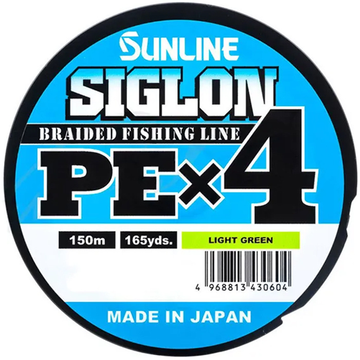 Шнур PE Sunline SIGLON X4 # 0.4/6LB (150 м, 0.108 мм, 2.9 кг, светло-зелёный) #1