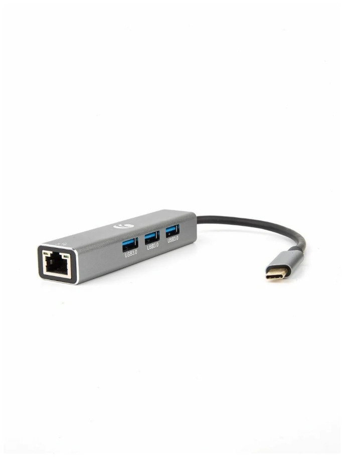 USB HUB Type C + Ethernet адаптер сетевой "4 в 1" VCOM юсб тайп си хаб ...