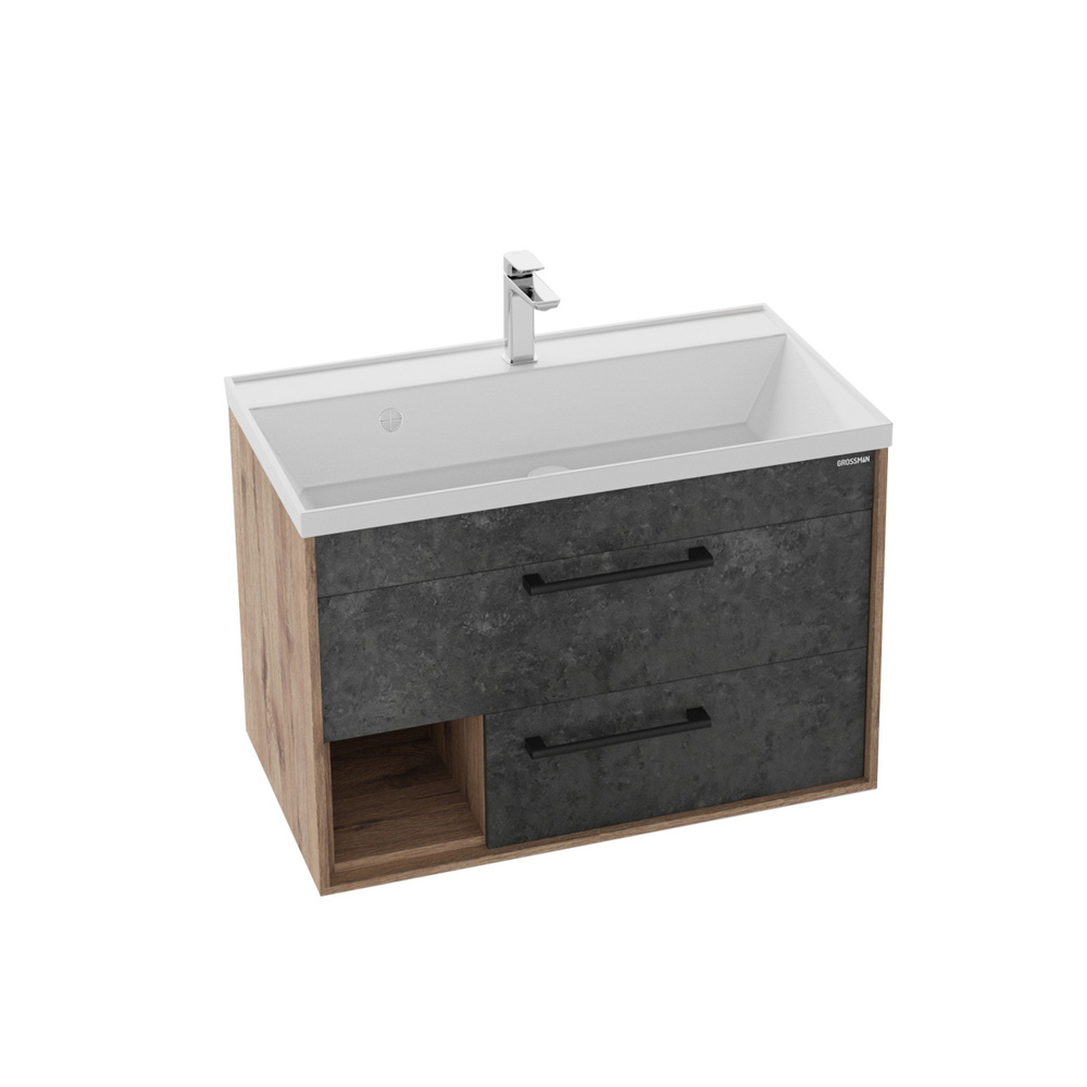 Тумба подвесная с 2 ящиками Grossman Реал-80 см под раковину Classica ...