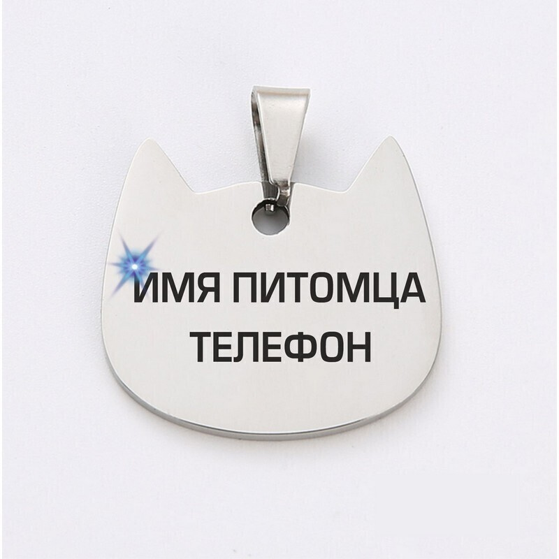Адресник для кошки и кота с гравировкой (нержавейка с покрытием ...