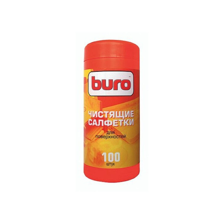 Чистящие салфетки BURO В ТУБЕ ДЛЯ ПОВЕРХНОСТЕЙ, 100 ШТ (BU-Tsurface ...