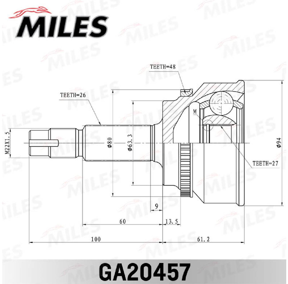 Miles шрус TOYOTA CAMRY 2.0-2.2 91-01 нар.(ABS)
