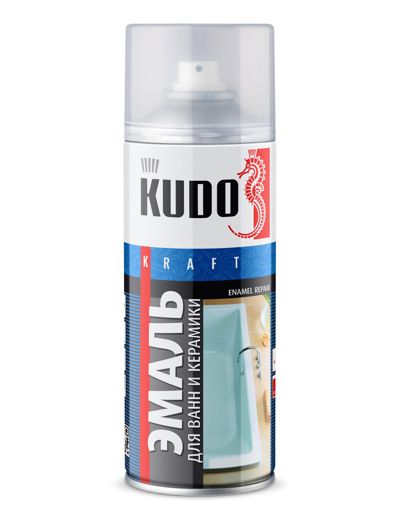 Эмаль для окраски ванн KUDO, глянцевое покрытие, белая 520 мл / краска для эмалированных ванн и керамики, #1