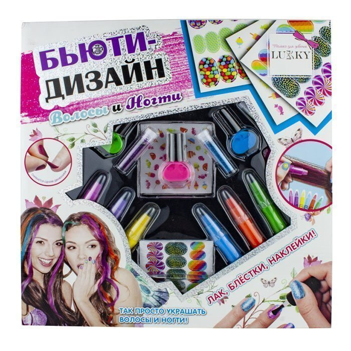 Набор детской косметики 2-в-1 Волосы и Ногти с лаками peel-off ...