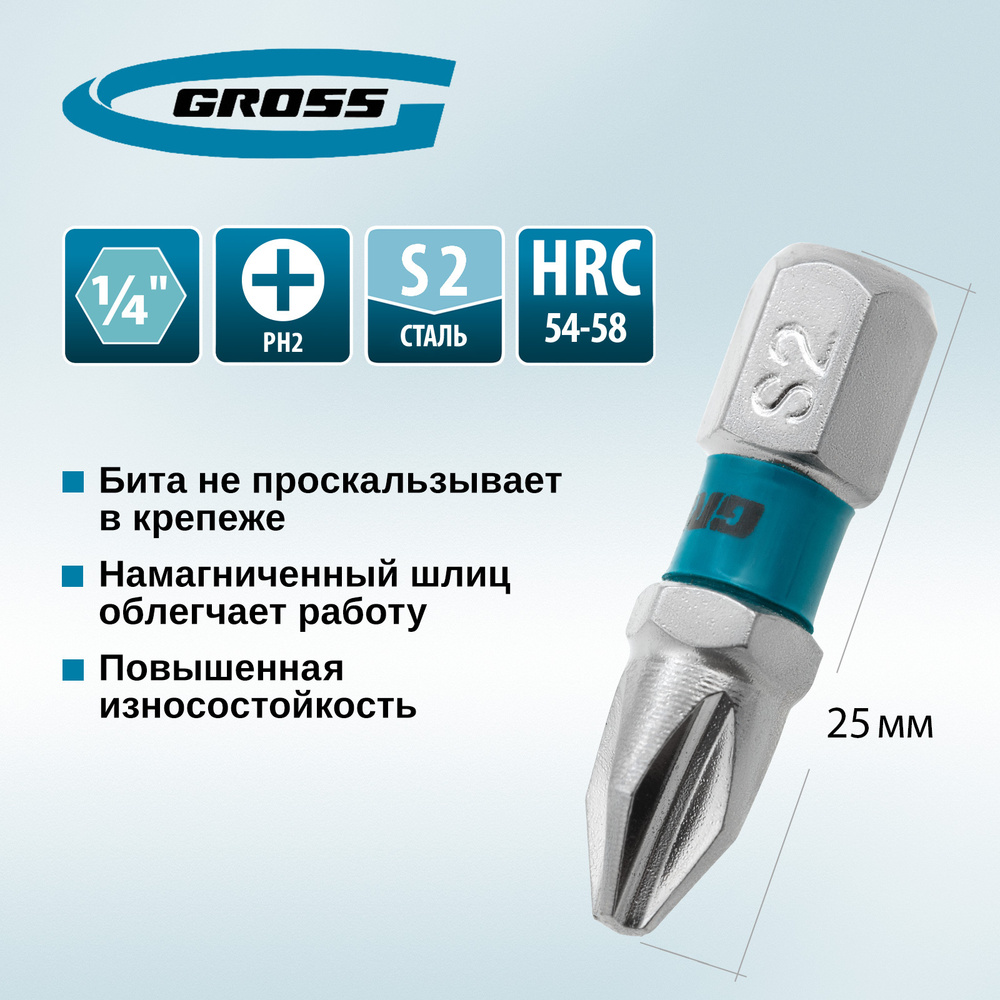 Бита Gross 11201_11617_серый металлик, 25 мм - купить по низким ценам в  интернет-магазине OZON (441315589)