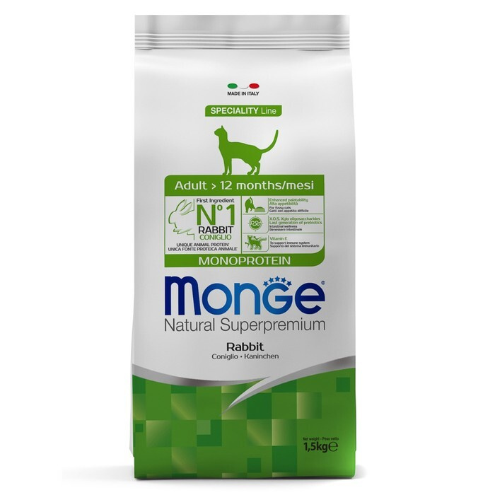 Сухой корм Monge Cat Monoprotein Adult Rabbit для взрослых кошек, кролик, 1.5 кг  #1