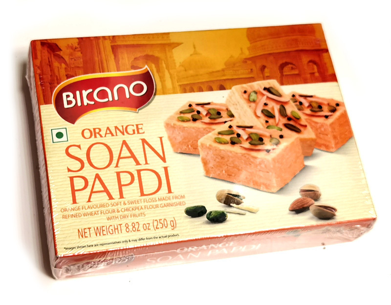 ORANGE SOAN PAPDI, Bikano (АПЕЛЬСИН СОАН ПАПДИ индийские сладости из нутовой муки, Бикано), 250 г.  #1