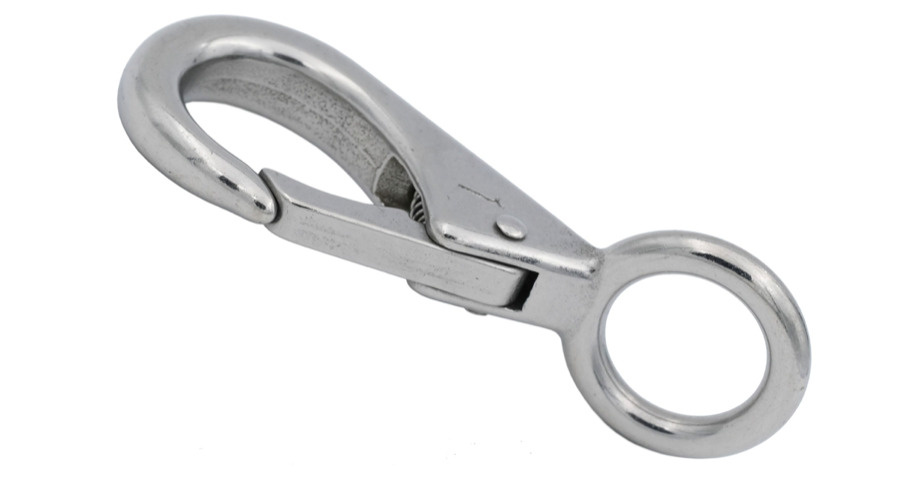 Карабин-защелка с кольцом 97 мм, нержавеющая сталь А4 (6 шт.) для использования с веревками, цепями, #1