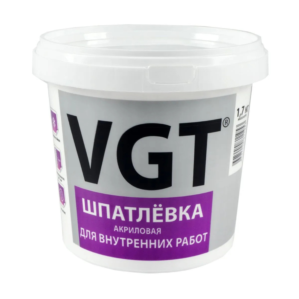 Шпатлевка Акриловая для Внутренних Работ VGT / ВГТ Белая 3,6 кг, 1 шт  #1