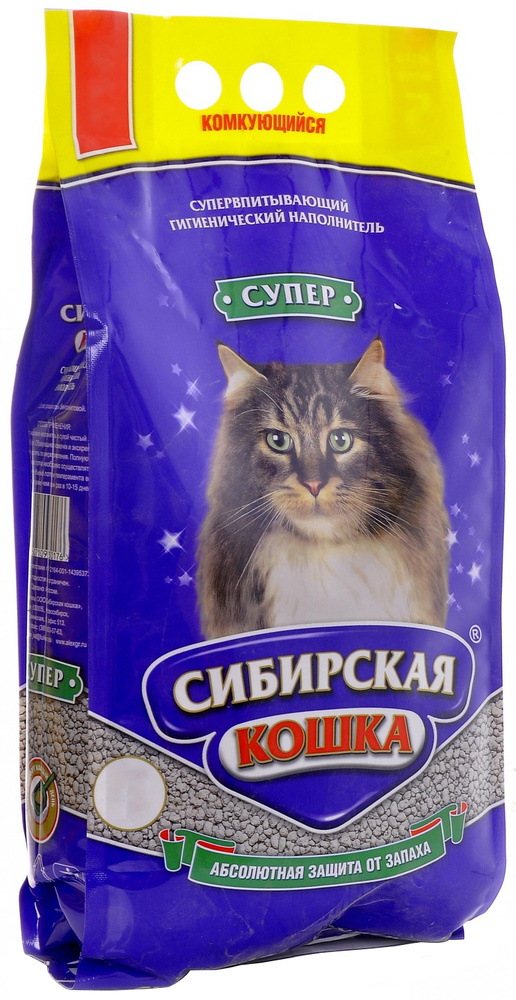 Сибирская кошка Супер Комкующийся наполнитель (крупные гранулы), 20л, 20 кг  - купить с доставкой по выгодным ценам в интернет-магазине OZON (620158247)