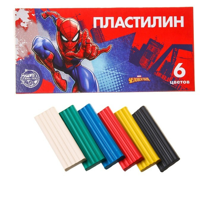 Пластилин 6 цветов 90 г "Супергерой", Человек-паук #1