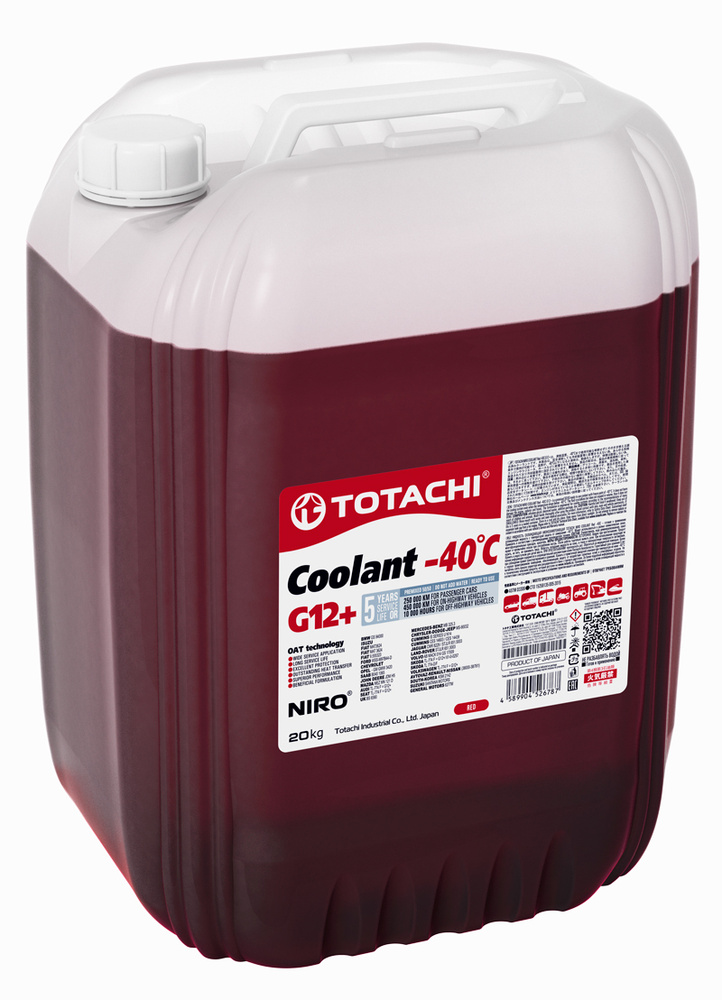 Антифриз красный TOTACHI NIRO COOLANT RED G12+, -40C, 20 литров #1