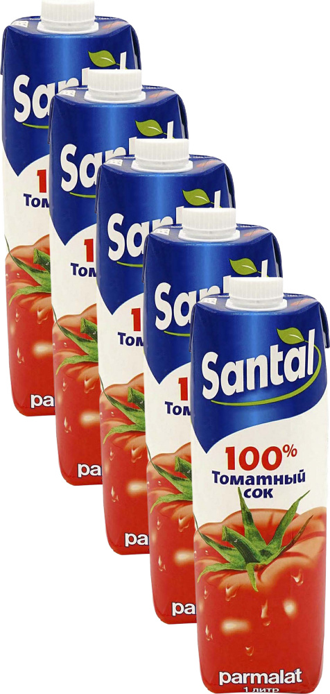 Сок Santal томатный 100% 1 л в упаковке, комплект: 5 упаковок #1