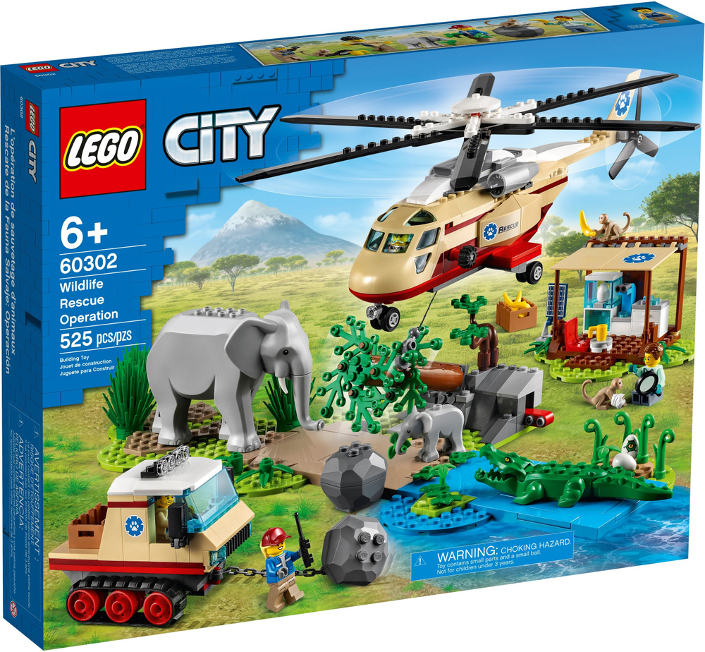 Лего City серия, LEGO Конструктор, лего 60302 Операция по спасению зверей,  Игрушки Lego для мальчиков и девочек