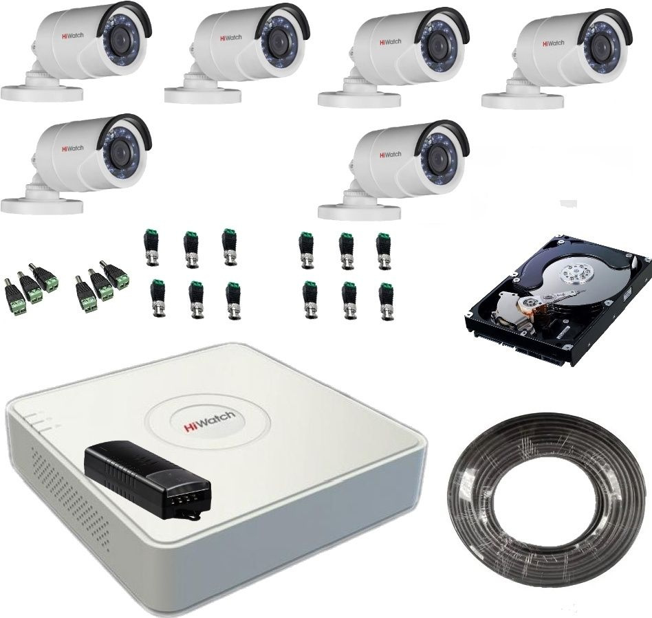 Комплект видеонаблюдения HiWatch DS-T280 6 камер #1