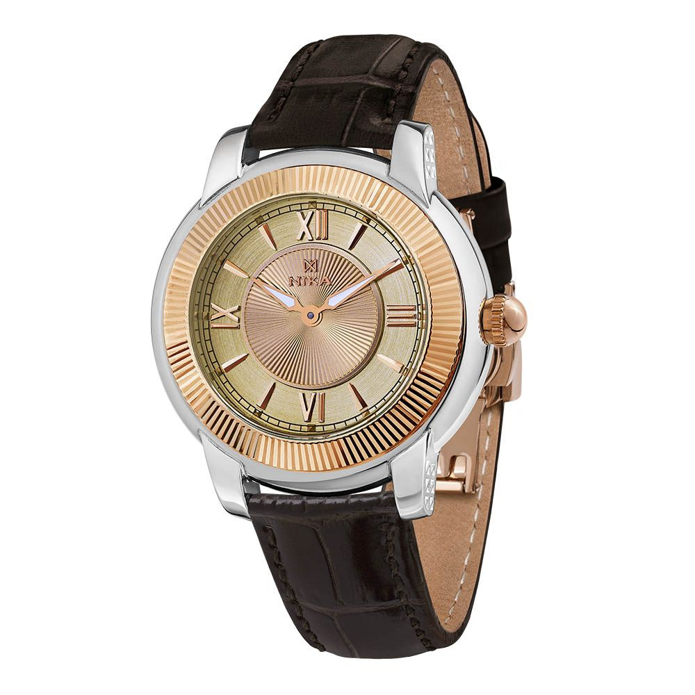 НИКА, Часы наручные женские кварцевые золотые, серебряные 1375.0.19.41A ...