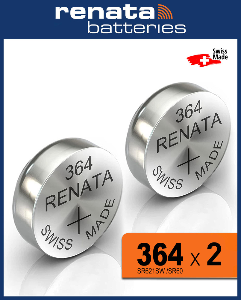 Батарейки для часов Renata 364 (SR621SW, SR60, LR60, LR621) 1.55V, 2 шт -  купить с доставкой по выгодным ценам в интернет-магазине OZON (786025833)