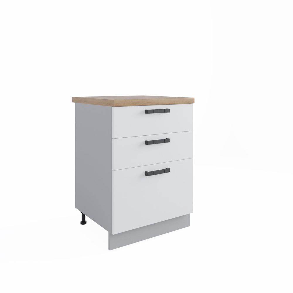 Шкаф кухонный напольный модульная кухня Ройс СЯШ 600, белый софт, белый ...