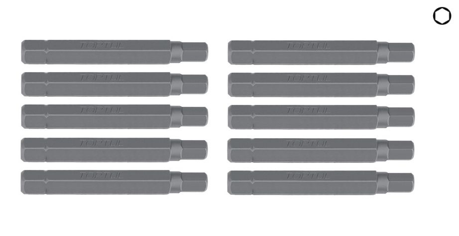 Биты для шуруповерта 10мм L75мм HEX 10мм шестигранные профессиональные FSDB1210 TOPTUL (10 штук)  #1