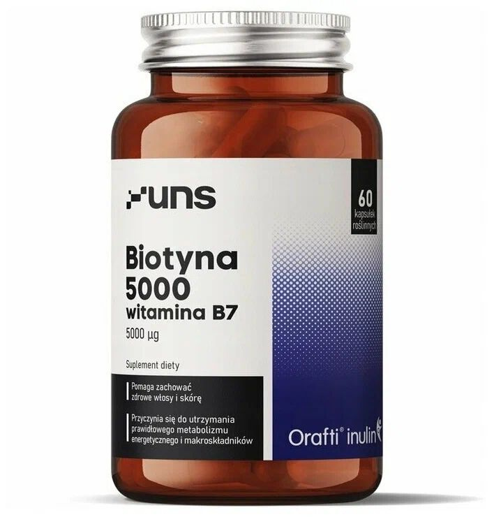 Биотин 5000 (Витамин В7), UNS Biotyna, для кожи, роста волос, ногтей ...