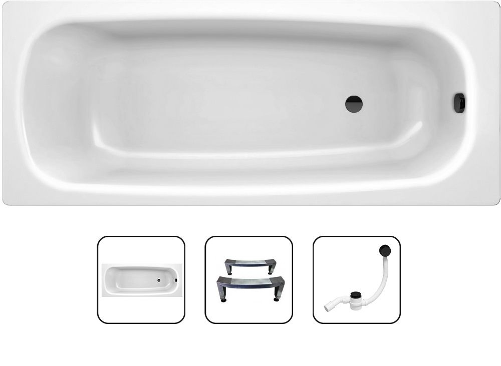 Набор ванна, ножки, сифон: BLB Стальная ванна 170х70 с шумоизоляцией и .