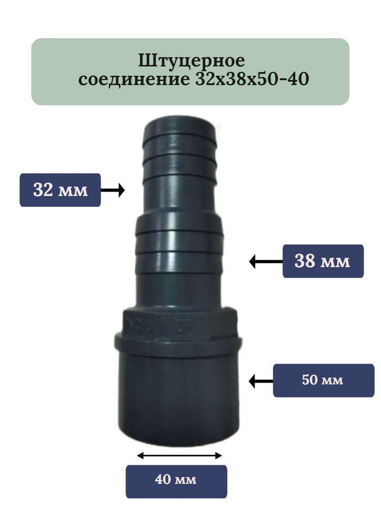 Штуцер / переходник / адаптер под вклейку 32 мм х38 ммх 50мм для ...