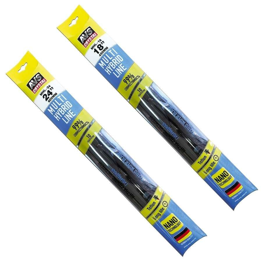 Комплект гибридных щеток стеклоочистителя AVS 14482, крепление Кнопка ...