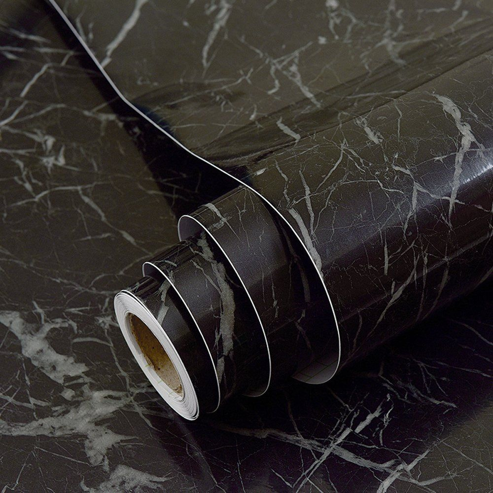 Самоклеющаяся пленка для домашнего декора "Мрамор Черный", 60*300 см рулон  #1