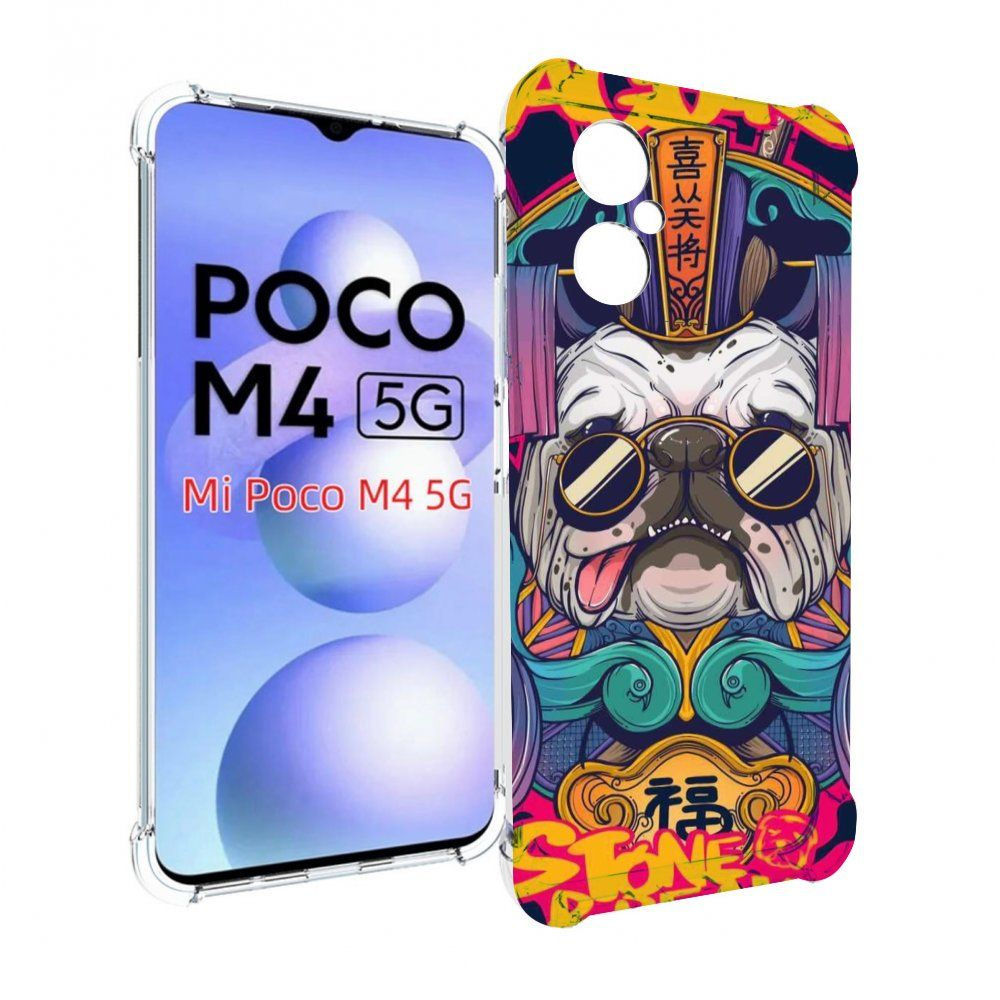 Чехол-бампер MyPads для Xiaomi Poco M4 5G с рисунком мопс агро яркая,  противоударный, силиконовый, с выступами и усиленными углами для защиты  камеры - купить с доставкой по выгодным ценам в интернет-магазине OZON (