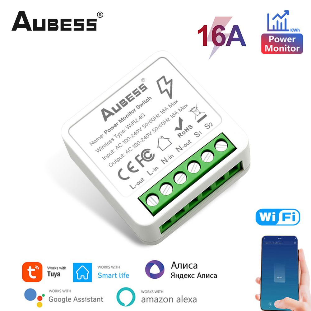 Мини переключатель WiFi реле Tuya mini Smart Energy Monitor Switch 16A  Support 2-way control Timer Алиса, Alexa, Google Home Wireless Switch -  купить с доставкой по выгодным ценам в интернет-магазине OZON (836198170)