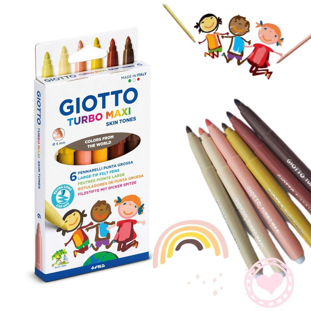 GIOTTO TURBO COLOR SKINTONES смываемые фломастеры для рисования на ...