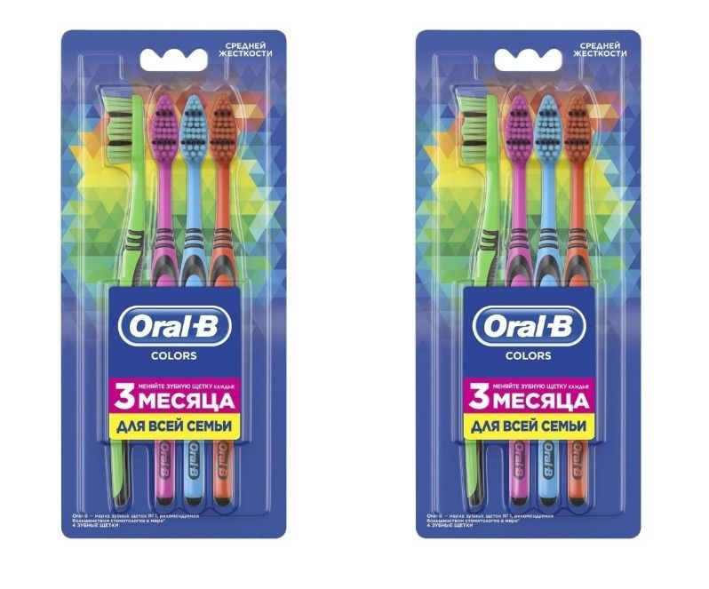 Oral-B Щётка зубная Colors 40, средняя 4шт, 2 уп #1