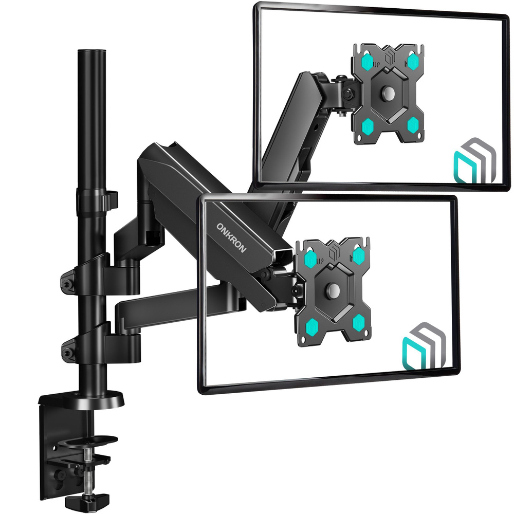 ONKRON кронштейн для мониторов настольный 13-32 дюймов, G140 черный,  газлифт / подставка под мониторы 2 по 8 кг