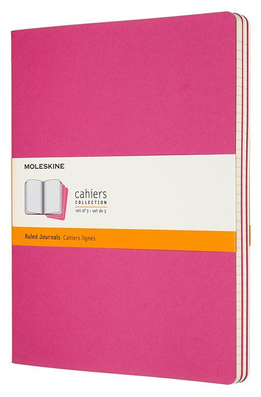 Блокнот Moleskine CAHIER JOURNAL XLarge 190х250мм обложка картон 120стр. линейка розовый неон (3шт)  #1