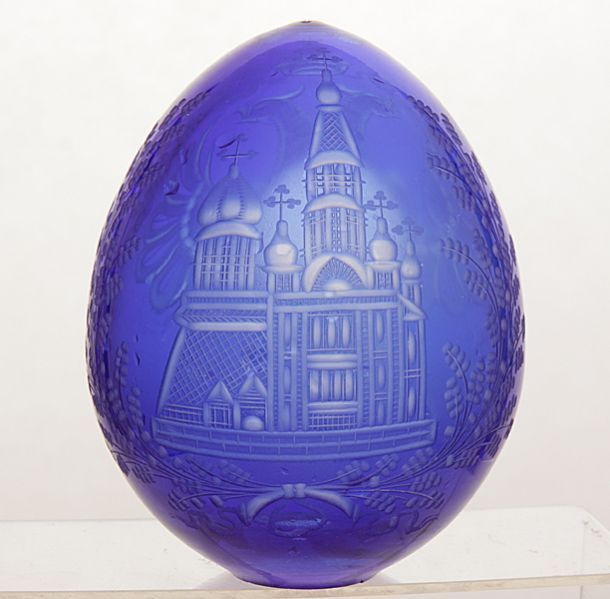 Пасхальное яйцо из накладного стекла Санкт-Петербург 9 см  #1