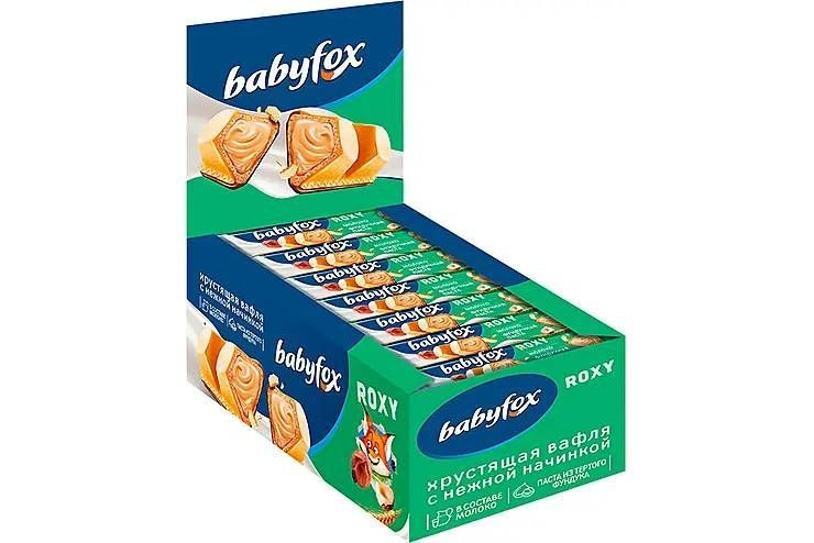 BabyFox, вафельный батончик Roxy Молоко/фундучная паста, 18 г (упаковка 24 шт.)  #1