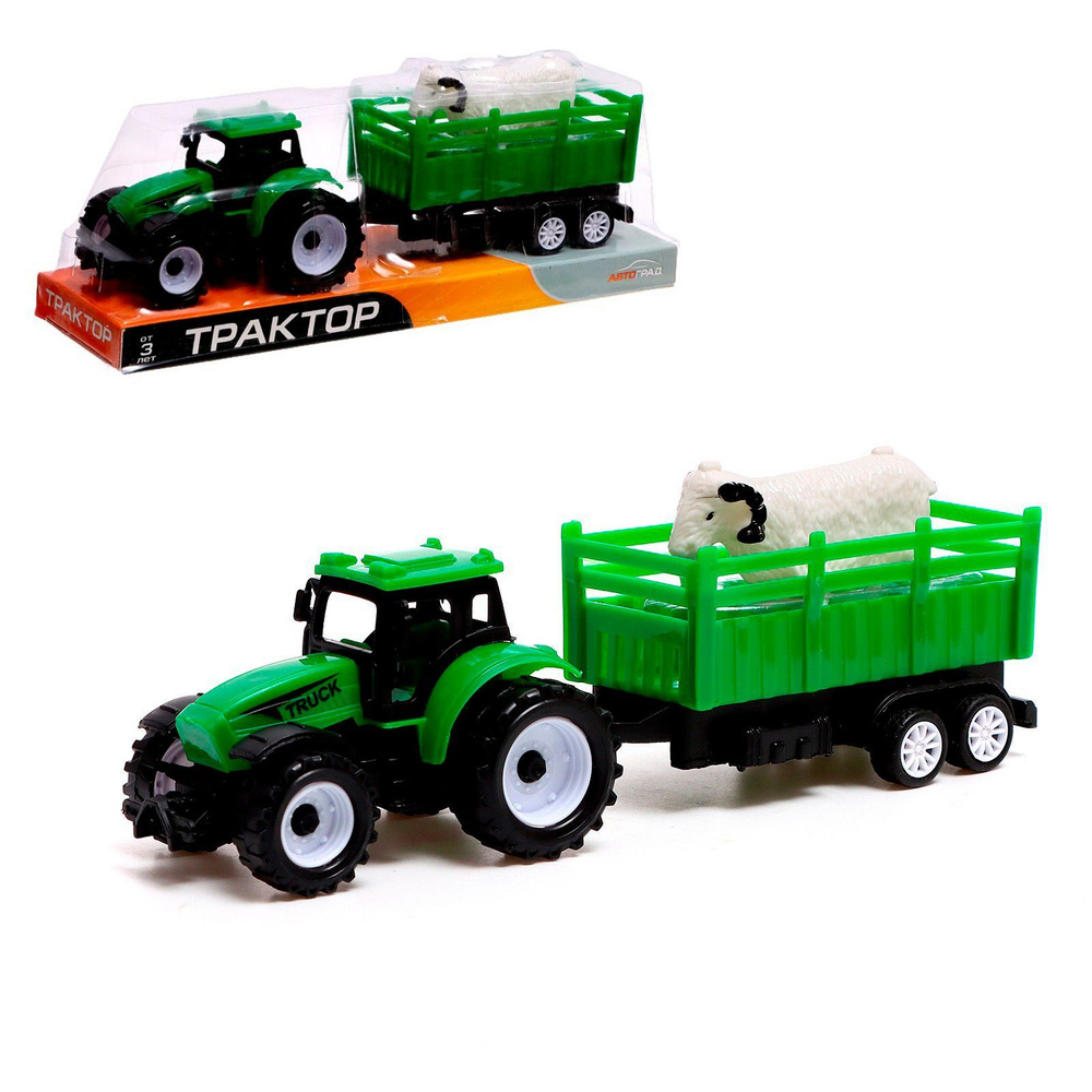 Модель сельскохозяйственной техники \"Трактор с овцой в прицепе ...