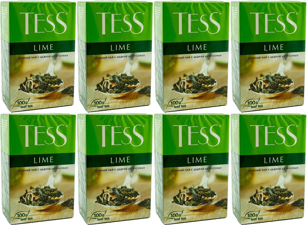 Чай зеленый Tess Lime с цедрой цитрусовых листовой, комплект: 8 упаковок по 100 г  #1
