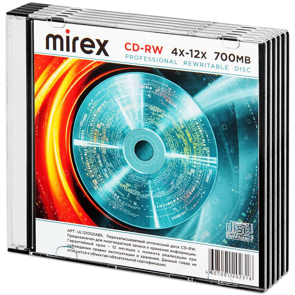 Перезаписываемый диск CD-RW Mirex 700Mb 12x slim, упаковка 5 шт. - купить с  доставкой по выгодным ценам в интернет-магазине OZON (285111976)