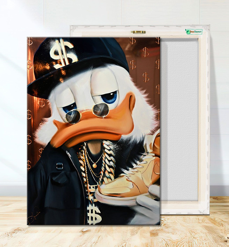 Картина для интерьера Скрудж Макдак в кепке, Дональд Дак, знак доллара  30х40 - купить по низкой цене в интернет-магазине OZON (914196395)